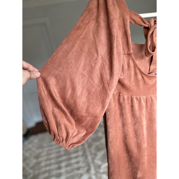 Mini Dress A.Calin by Flying Tomato Cottagecore Puff Sleeve Tie-Back Summer Boho - Picture 4 of 7